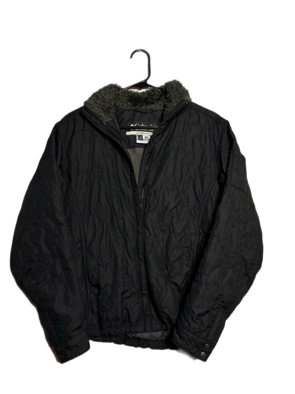 Columbia Black Floral Rose Quilted Core Jacket S [B4uFk0, Pt9S8N]